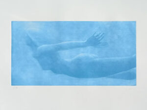 Nuotatrice, Incisione alla maniera nera su carta Magnani Pescia gr.300 cm.50x72 dimensioni lastra cm.26x50, eseguita con una tiratura di cinquanta esemplari.